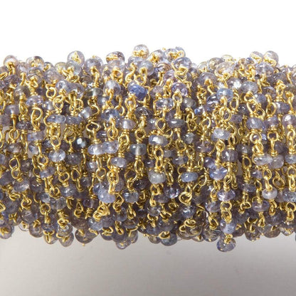 2.5mm Tanzanite Plain Rondelle Vermeil Chain by the foot