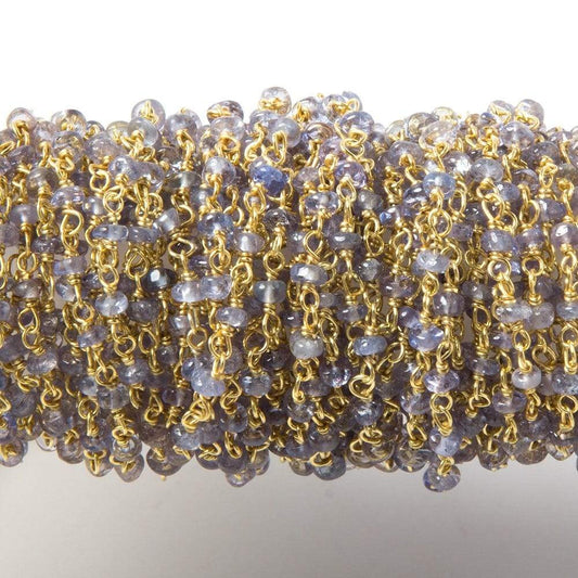 2.5mm Tanzanite Plain Rondelle Vermeil Chain by the foot