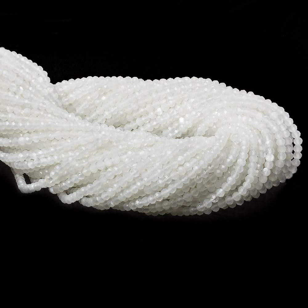 2.5mm White Moonstone Micro Faceted rondelles 13 inch 154 beads