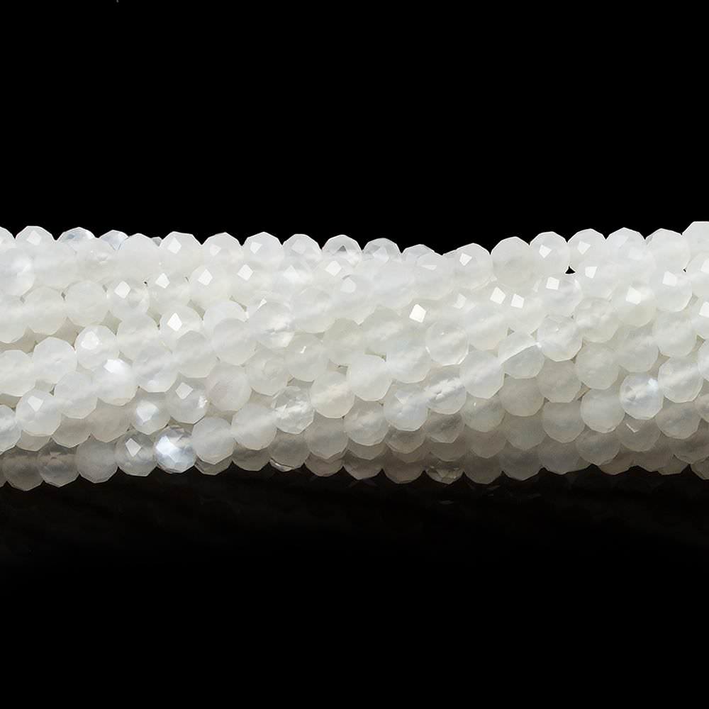 2.5mm White Moonstone Micro Faceted rondelles 13 inch 154 beads