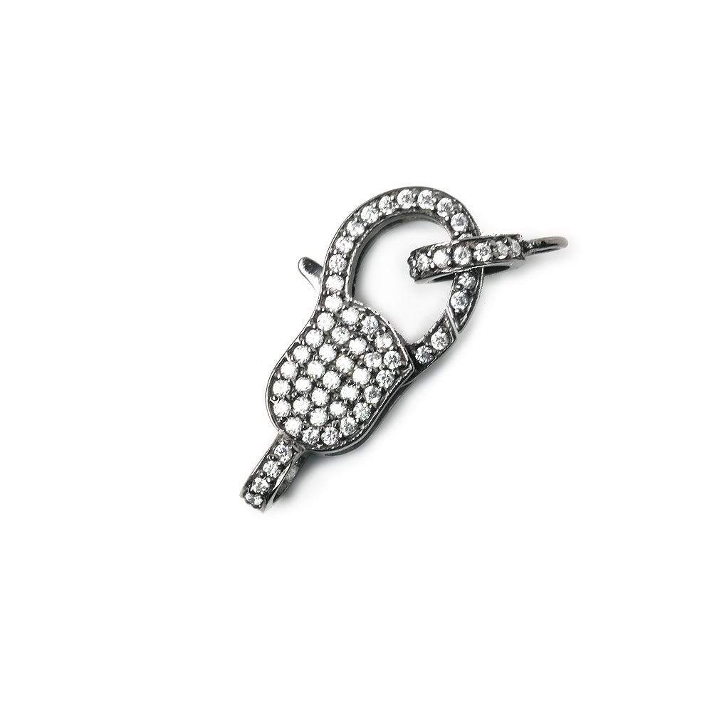 25x10mm Black Gold .925 Silver Pave CZ Lobster Clasp with CZ Ring 1 piece