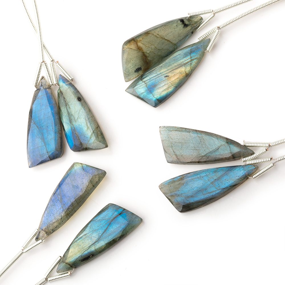 25x10mm Labradorite Fancy Shape Briolette Set of 2 Focals