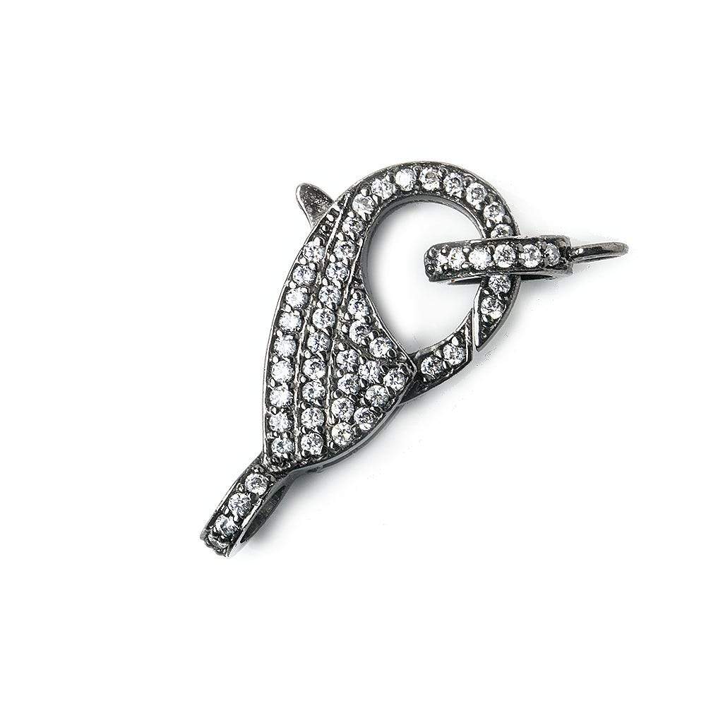25x11mm Black Gold .925 Silver Pave CZ Lobster Clasp with CZ Ring 1 piece