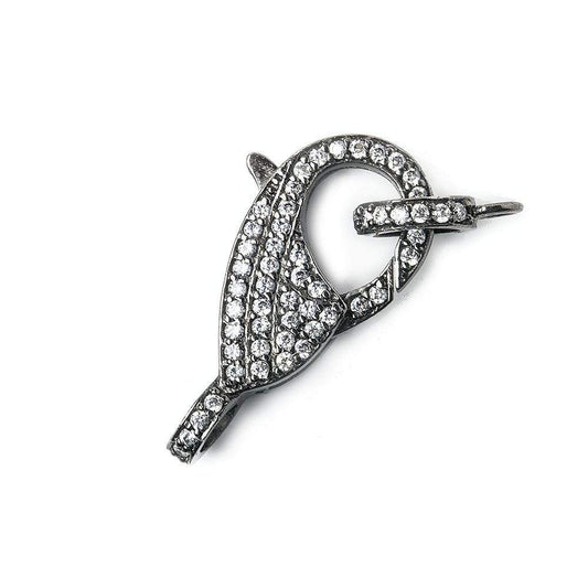 25x11mm Black Gold .925 Silver Pave CZ Lobster Clasp with CZ Ring 1 piece