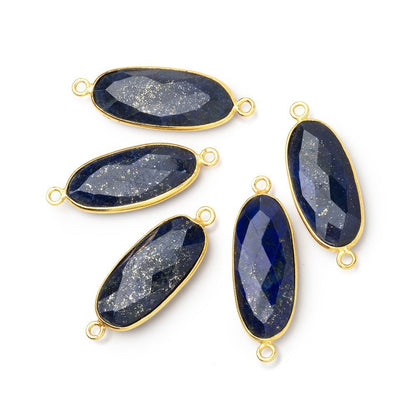 25x12mm Vermeil Bezel Lapis Lazuli Faceted Oval Connector 1 piece