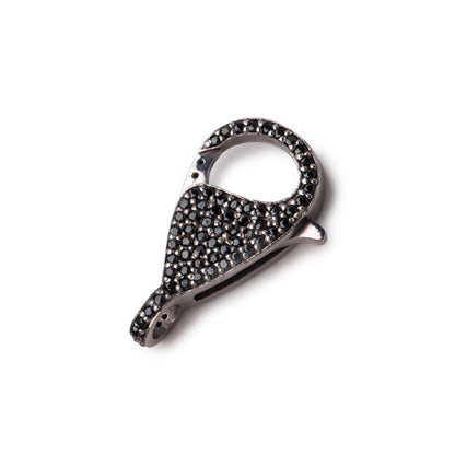 25x13mm Black Gold .925 Silver Pave Black CZ Lobster Clasp 1 piece
