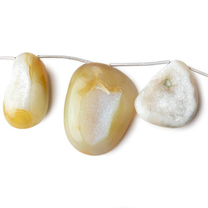 25x16-36x26mm Banana Yellow Agate Drusy Freeform Beads 5 pieces