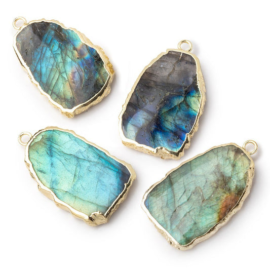 25x16mm Gold Leafed Labradorite Slice Focal Bead 1 piece