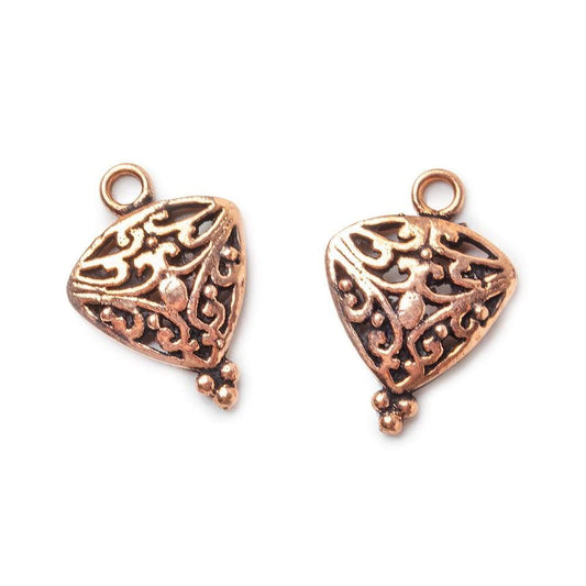 25x16x3.5mm Copper Charm Trillion With Cutout Design Set of 2