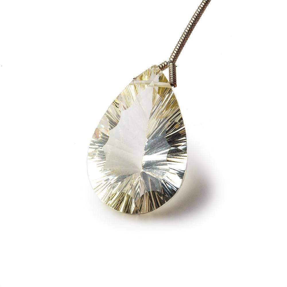 25x17mm Lemon Quartz Concave Pavilion Faceted Pear Focal Bead 1 piece