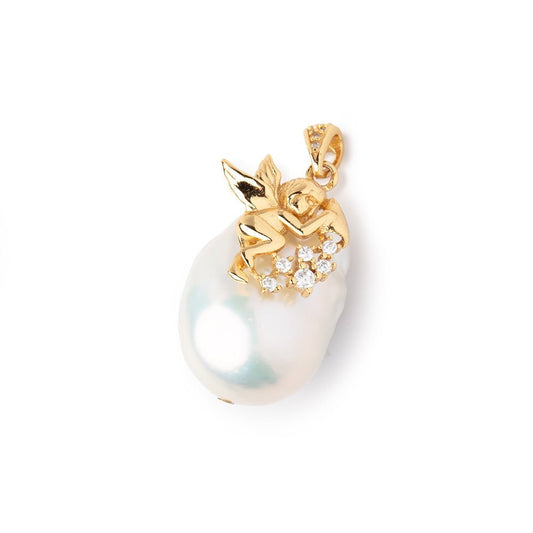 25x17mm White Ultra Baroque Vermeil Pendant focal 1 piece