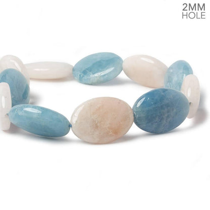 25x18mm Aquamarine & Morganite plain oval beads 17 inch 17 large hole beads