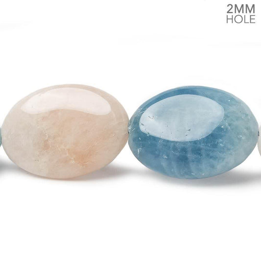25x18mm Aquamarine & Morganite plain oval beads 17 inch 17 large hole beads