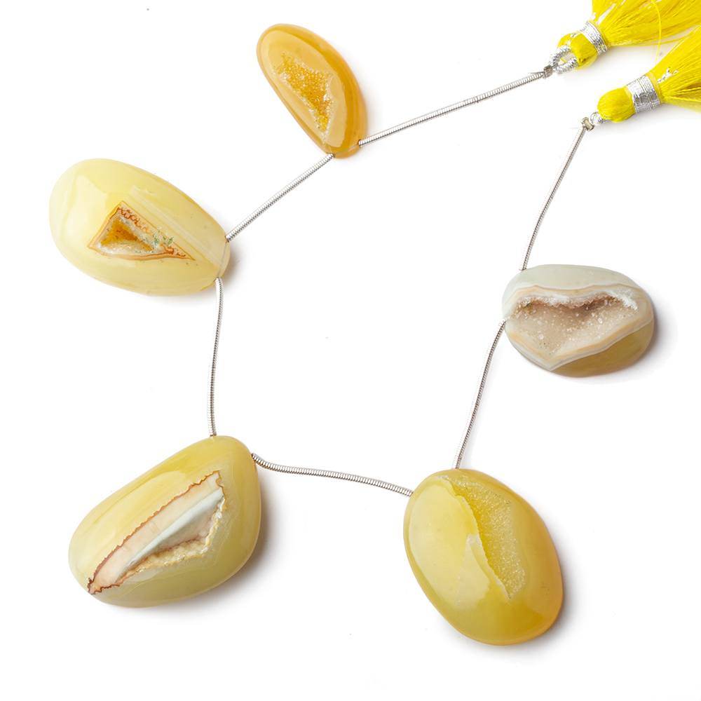 25x19-35x23mm Lemon Chiffon Agate Drusy Freeform Beads 5 pieces