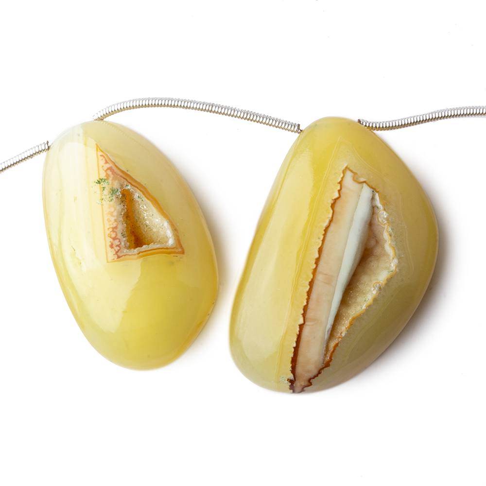 25x19-35x23mm Lemon Chiffon Agate Drusy Freeform Beads 5 pieces