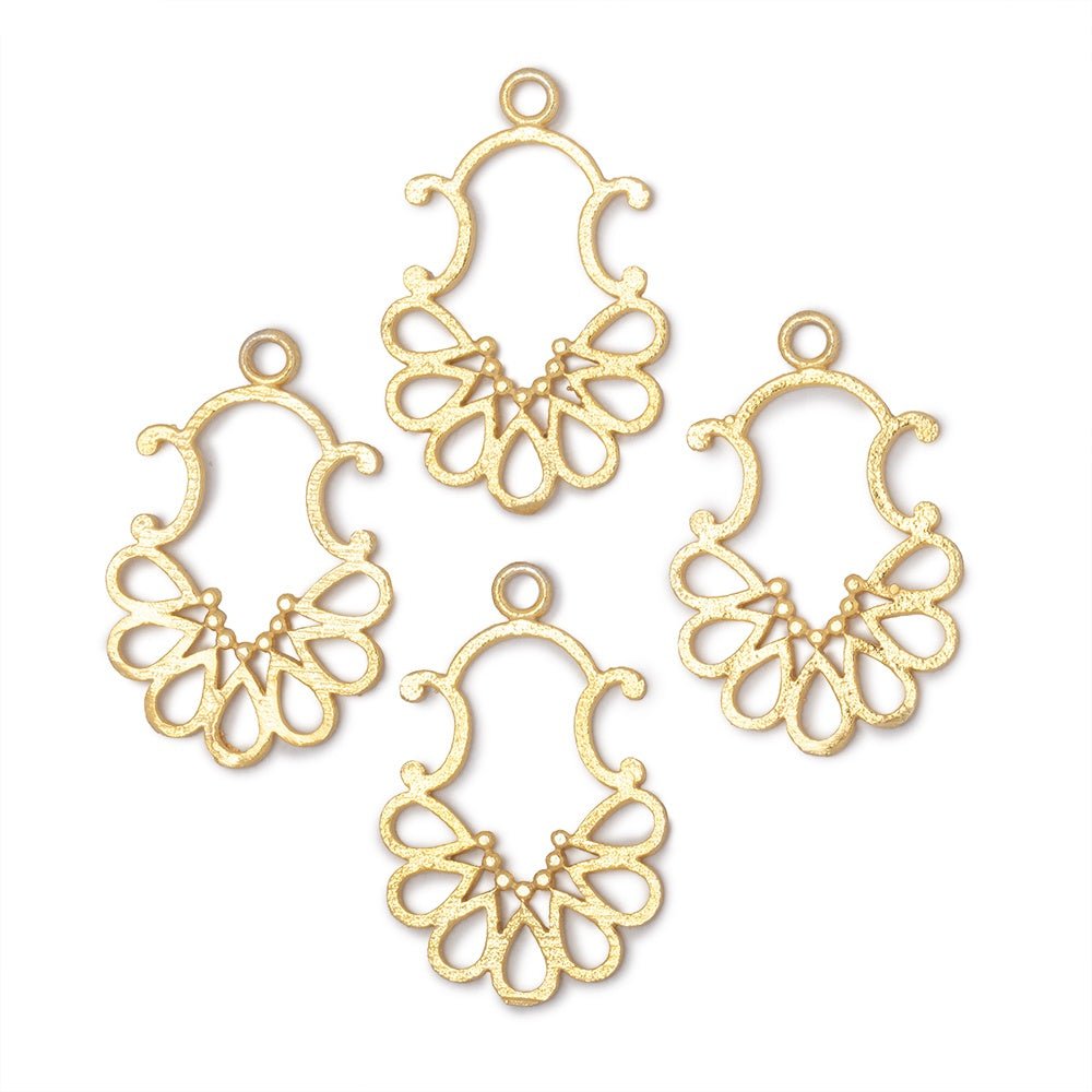 25x19mm Brushed Filigree Charm Set of 4 pieces