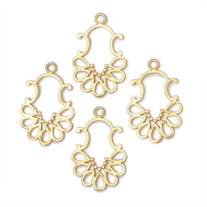 25x19mm Brushed Filigree Charm Set of 4 pieces