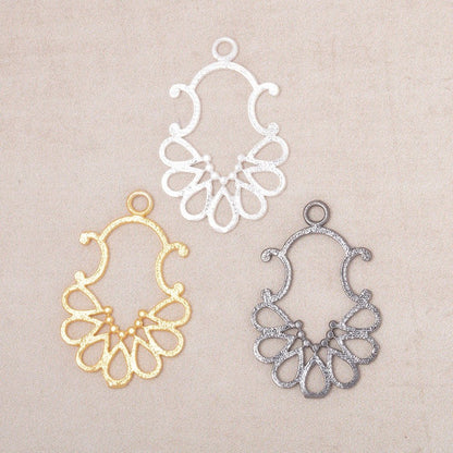 25x19mm Brushed Filigree Charm Set of 4 pieces