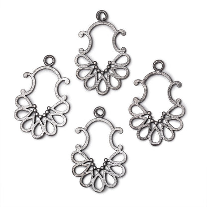 25x19mm Brushed Filigree Charm Set of 4 pieces