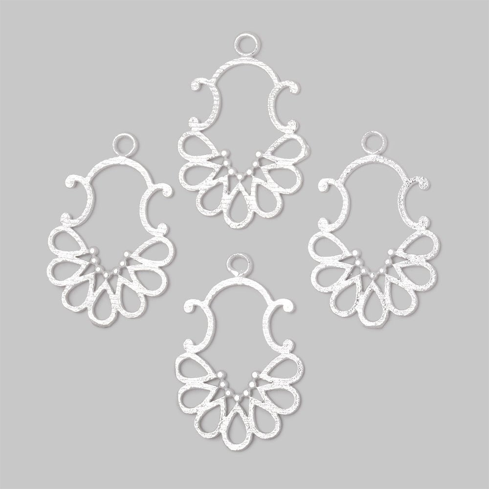 25x19mm Brushed Filigree Charm Set of 4 pieces