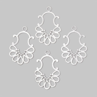 25x19mm Brushed Filigree Charm Set of 4 pieces