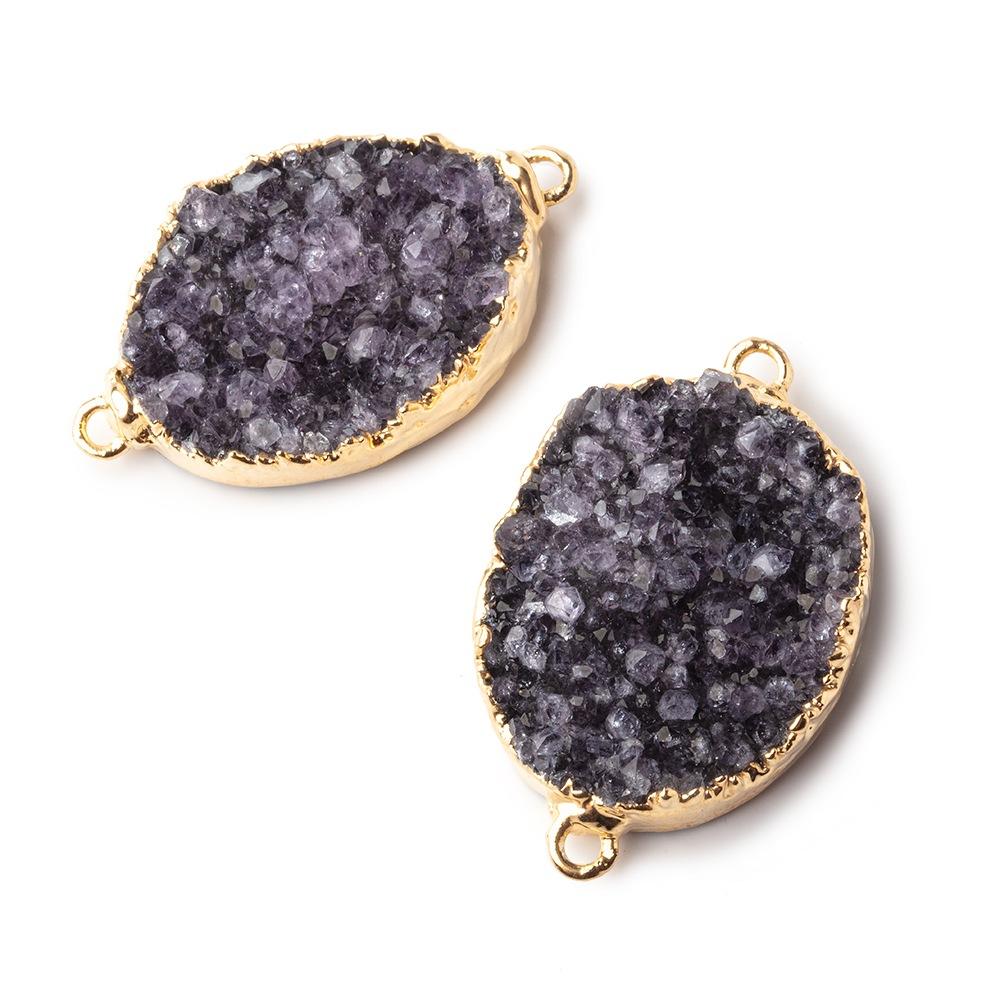 25x19mm Gold Leafed Oval Drusy Connector 1 piece