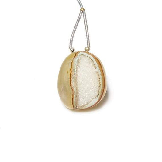 25x21mm Cream Translucent Agate Drusy Freeform Focal Bead 1 piece