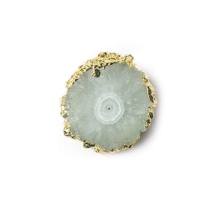 25x22mm 22kt Gold leafed Solar Quartz Slice Pendant 1 piece