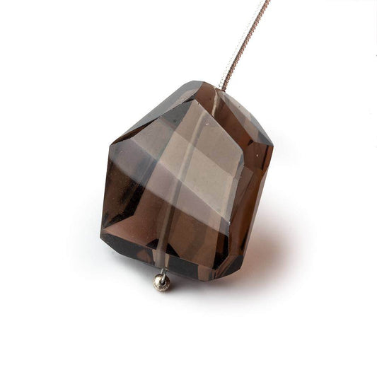 25x22mm Smoky Quartz Faceted Nugget Focal Bead 1 piece