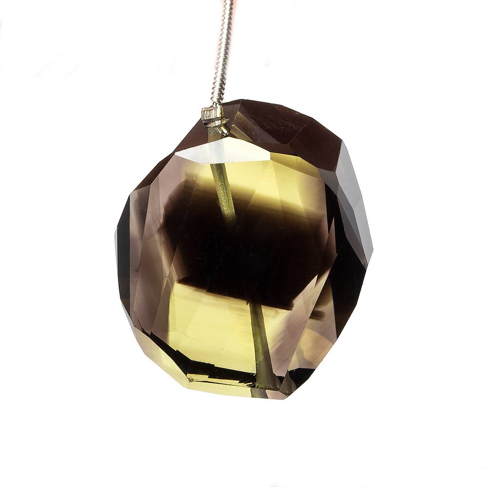 25x23x18mm Bi-Color Quartz Faceted Nugget Focal Bead 1 piece