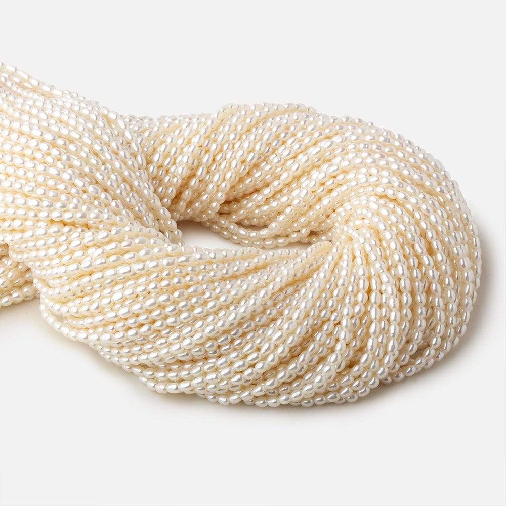 3x4mm Off White straight drilled Oval freshwater pearls 15.5 inch 120 pieces A