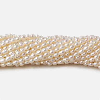 3x4mm Off White straight drilled Oval freshwater pearls 15.5 inch 120 pieces A