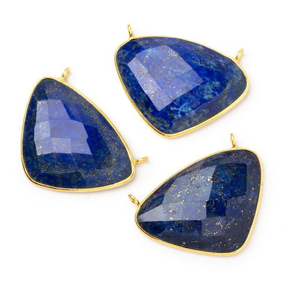 25x35mm Vermeil Bezel Lapis Lazuli Cleftless Heart Connector 1 piece