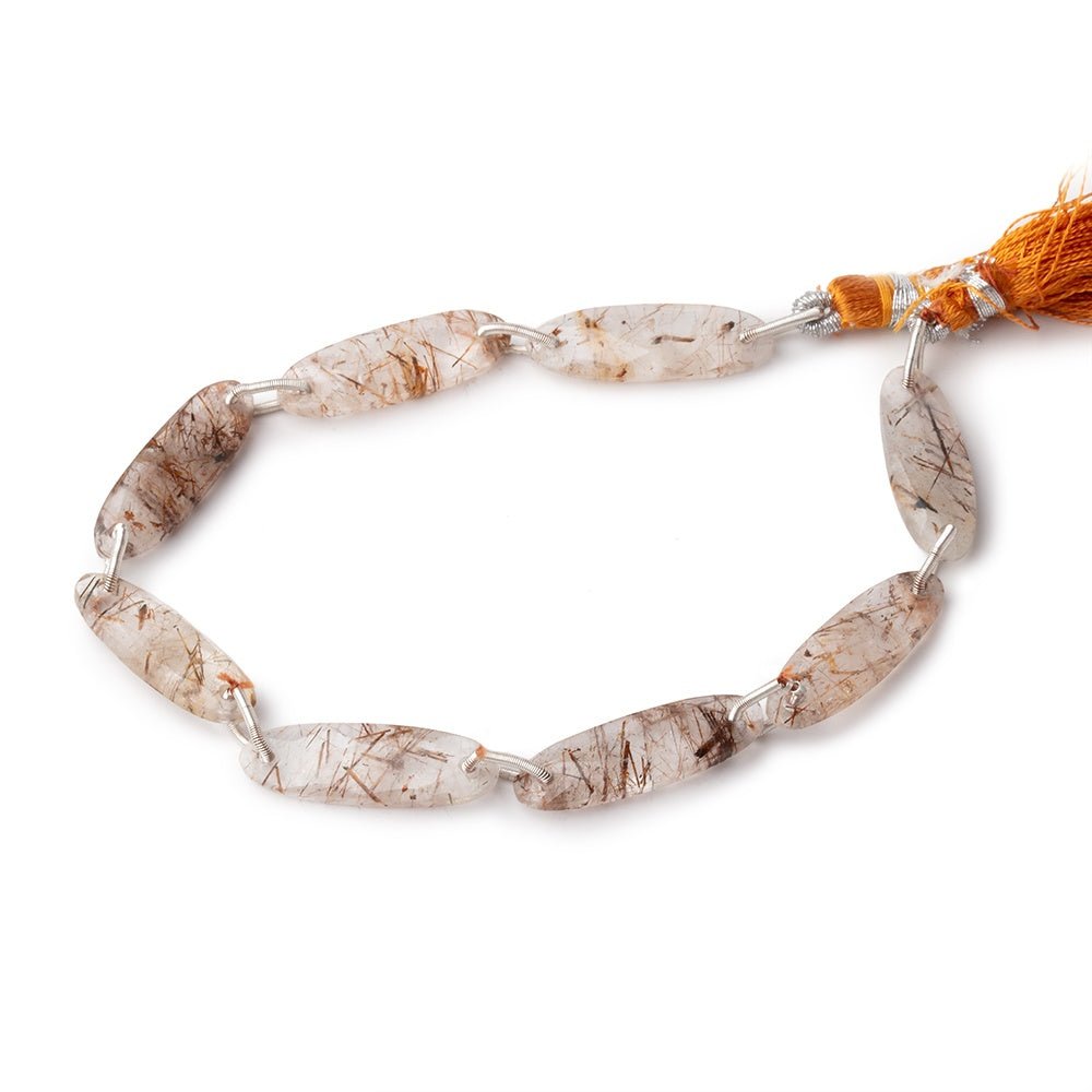 25x8mm Rutilated Quartz Double Drilled Rectangles 8 inch 8 Beads