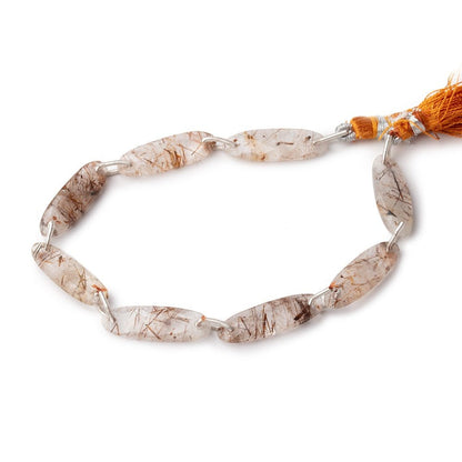 25x8mm Rutilated Quartz Double Drilled Rectangles 8 inch 8 Beads