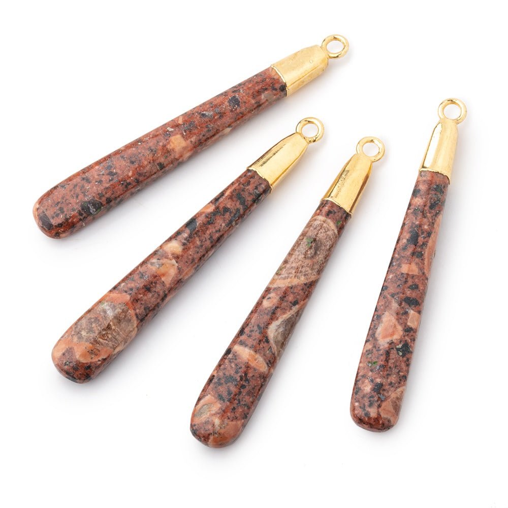 26-39mm Gold Leafed Jasper Pear Pendant 1 focal piece