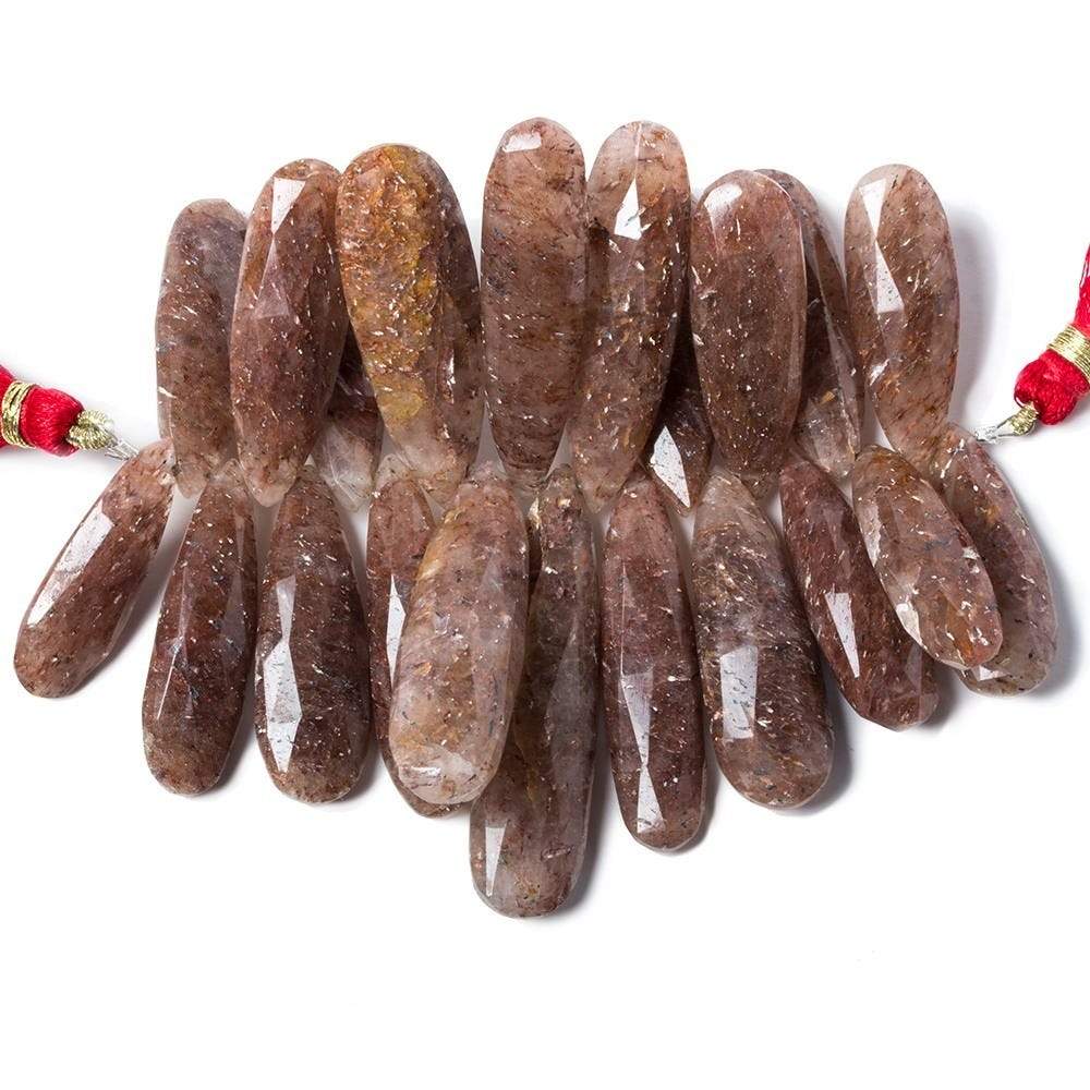 26- 42mm Ferrous Quartz Elongated Pear Beads 3 inch 21 pieces