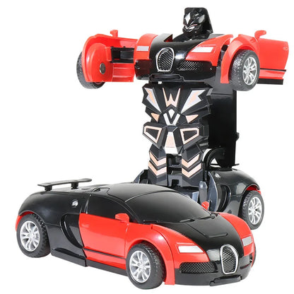 Transforming Vehicle Car Collision Impact Toys One Button Inertia Children Toys for Boys Bugatti Veyron Robot Kids Gift Baby
