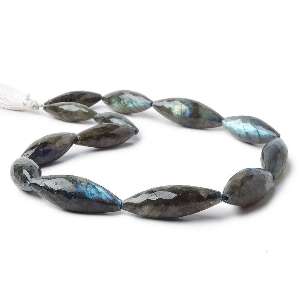 26.5x9.5-34x12mm Labradorite faceted marquise 15 inch 13 beads AA