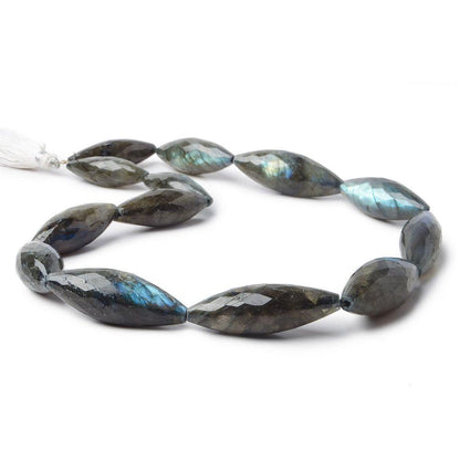 26.5x9.5-34x12mm Labradorite faceted marquise 15 inch 13 beads AA