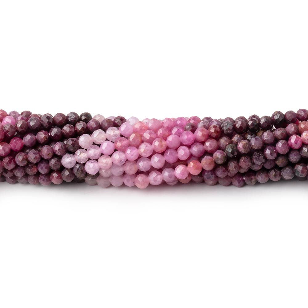 2.6mm Shaded Ruby Micro Faceted Round Beads 12.5 inch 130 pieces