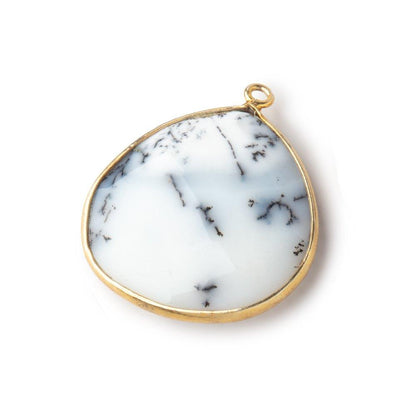 26mm Vermeil Bezel Dendritic Opal Faceted Heart Pendant 1 piece