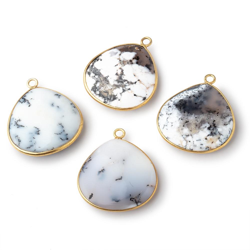 26mm Vermeil Bezel Dendritic Opal Plain Heart Pendant 1 piece