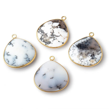 26mm Vermeil Bezel Dendritic Opal Plain Heart Pendant 1 piece