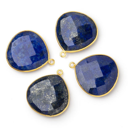 26mm Vermeil Bezel Lapis Lazuli Faceted Heart Pendant 1 piece
