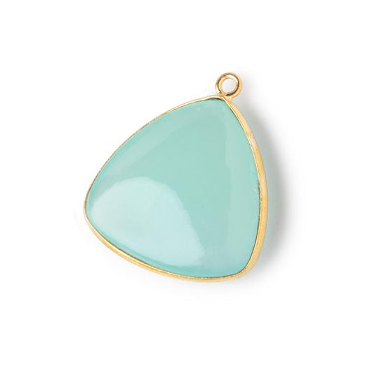 26mm Vermeil Bezel Seafoam Chalcedony Plain Triangle Pendant 1 piece