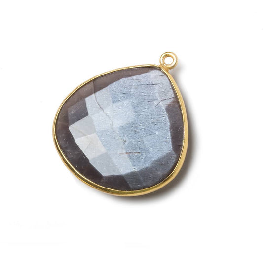 26mm Vermeil Platinum Moonstone faceted heart 1 ring Pendant 1 piece