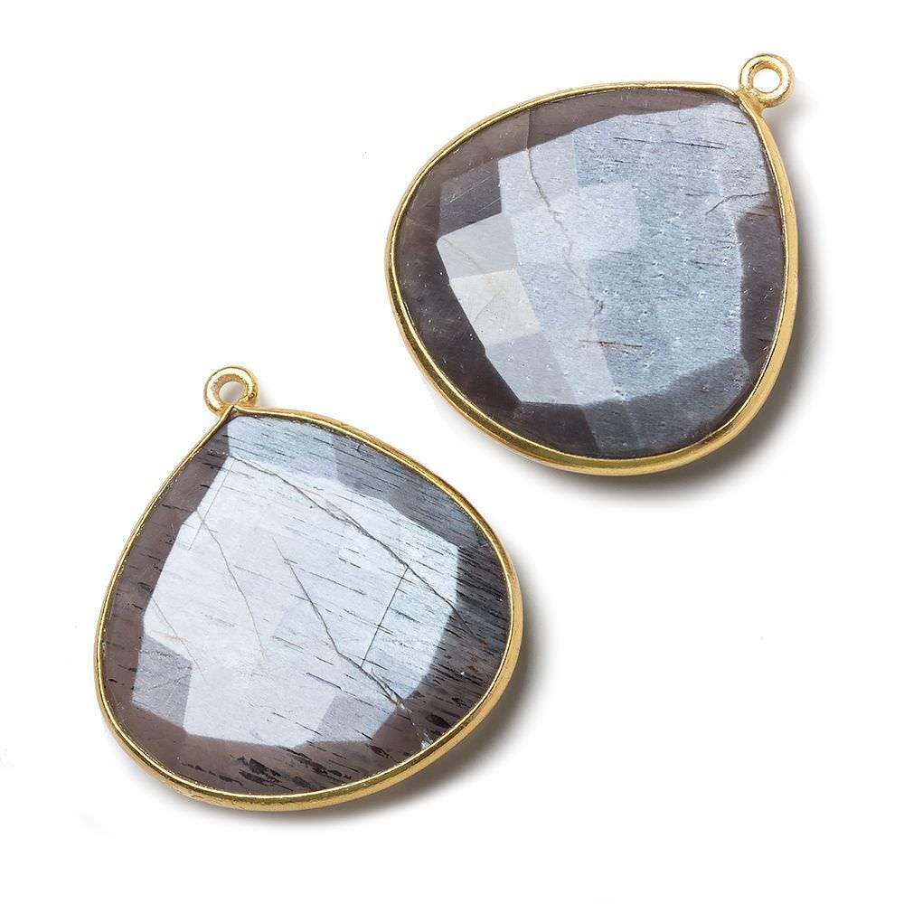 26mm Vermeil Platinum Moonstone faceted heart 1 ring Pendant 1 piece