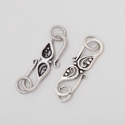 26x10mm Antiqued Sterling Silver S Hook with Paisley 1 piece
