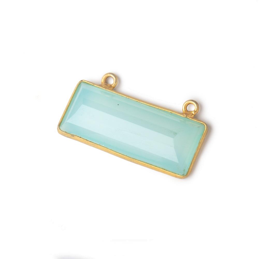 26x11mm Vermeil Bezel Seafoam Chalcedony Emerald Cut Bar Connector 1 piece